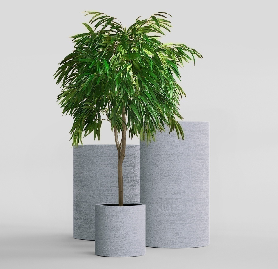 Кашпо CONCRETIKA CYLINDER EROSIA WHITE D30H60
