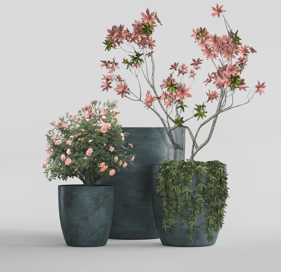 Кашпо CONCRETIKA VASE 3 OCEAN GREEN D50H55