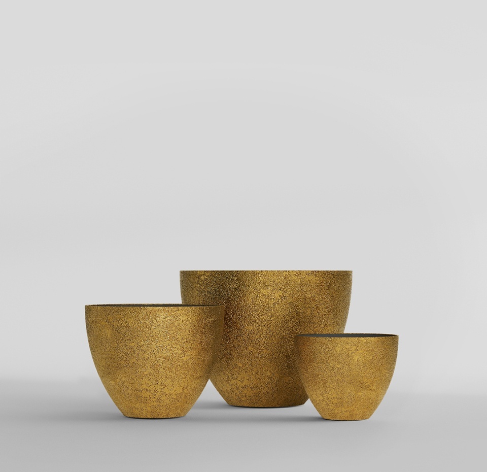 Кашпо CONCRETIKA UPON RICH GOLD D85H75