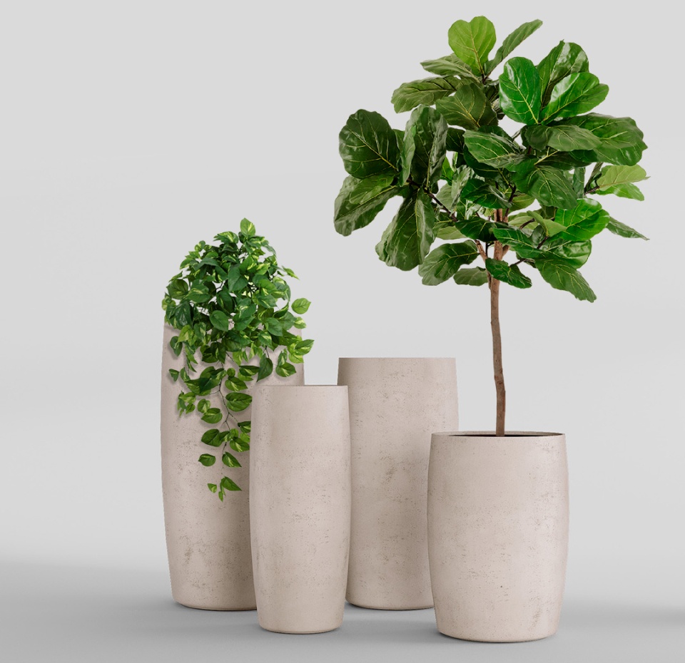 Кашпо CONCRETIKA CIGAR CONCRETE WHITE D37H78