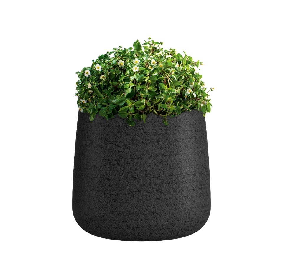 Кашпо CONCRETIKA CONE EROSIA BLACK D32H36