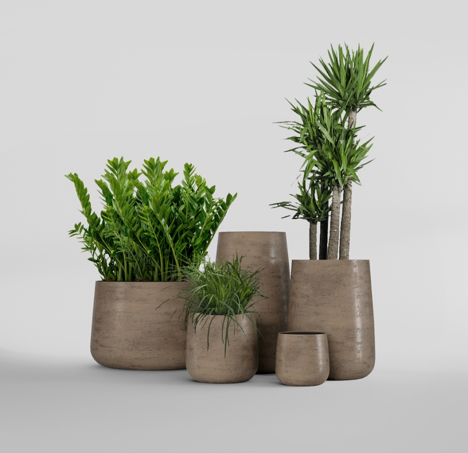 Кашпо CONCRETIKA CONE SMOKEY GREY D32H36