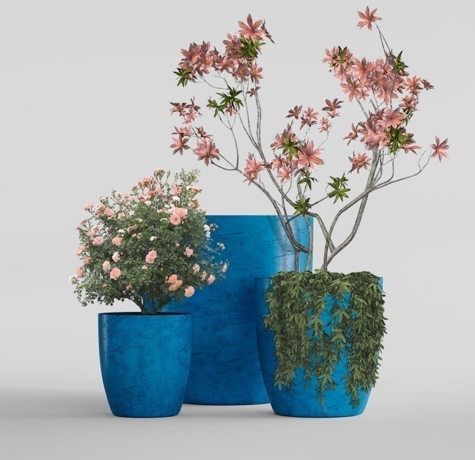 Кашпо CONCRETIKA VASE 3 COBALT BLUE D30H32