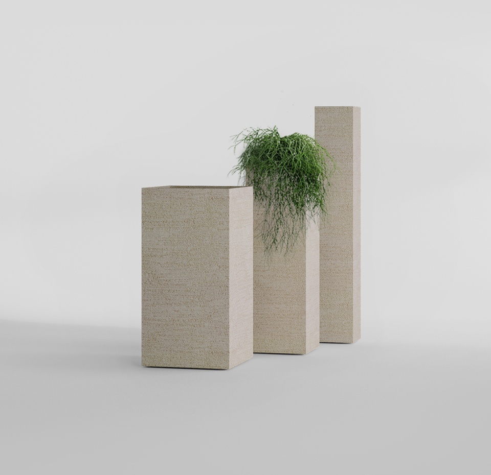 Кашпо CONCRETIKA COLONNA EROSIA YELLOW 40x40x80