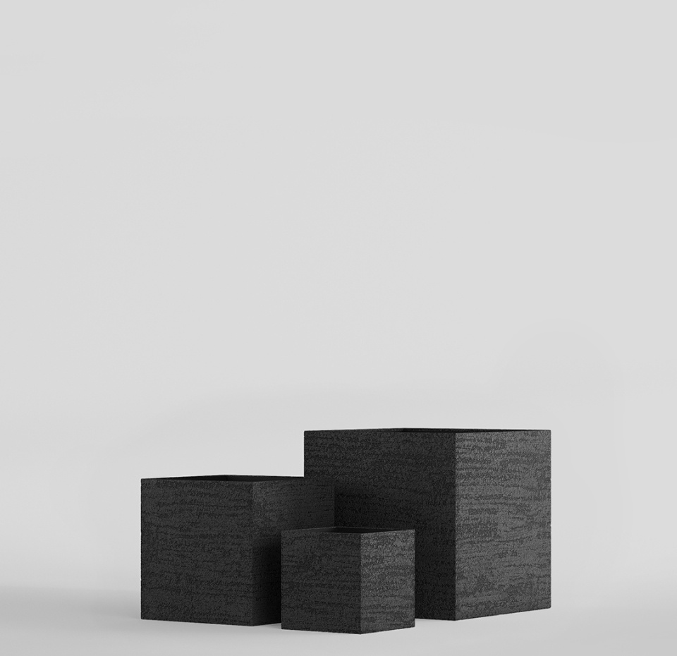 Кашпо CONCRETIKA CUBE EROSIA BLACK 40x40x40