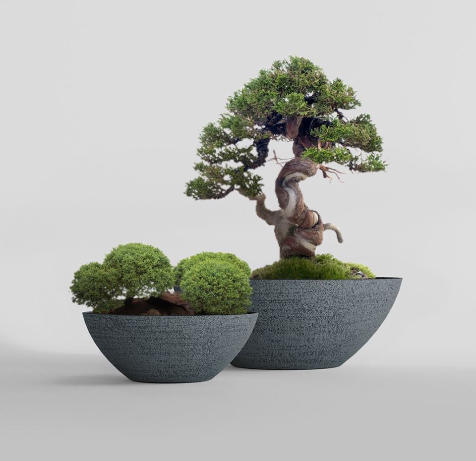 Кашпо CONCRETIKA BONSAY EROSIA GREY D50H19
