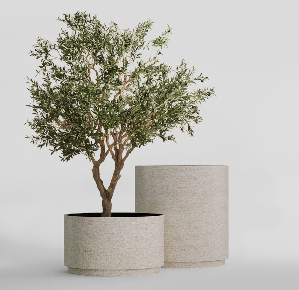Кашпо CONCRETIKA CYLINDER XL EROSIA YELLOW D120H120