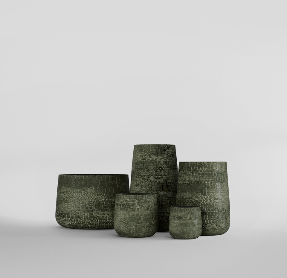 Кашпо CONCRETIKA CONE CAYMAN GREEN D50H54