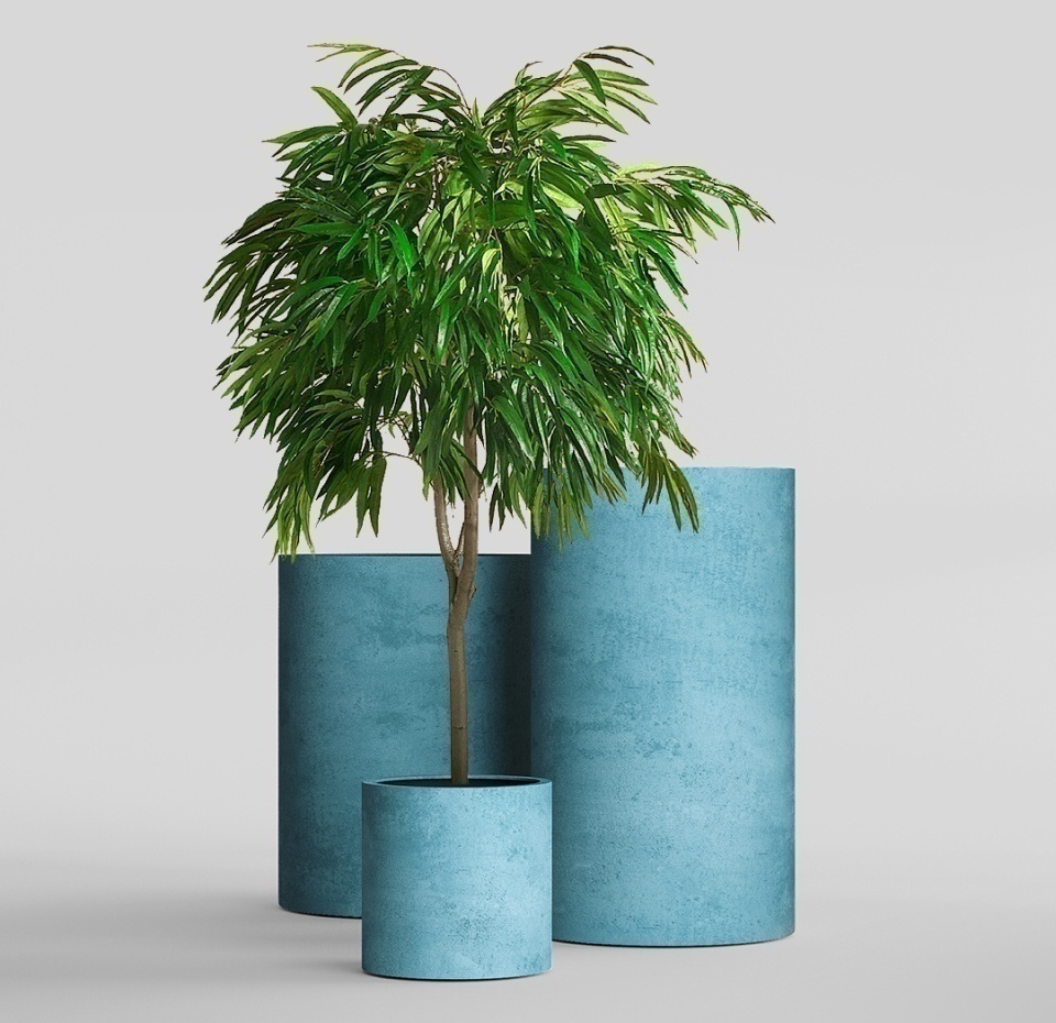 Кашпо CONCRETIKA CYLINDER BLUE SKY D60H65