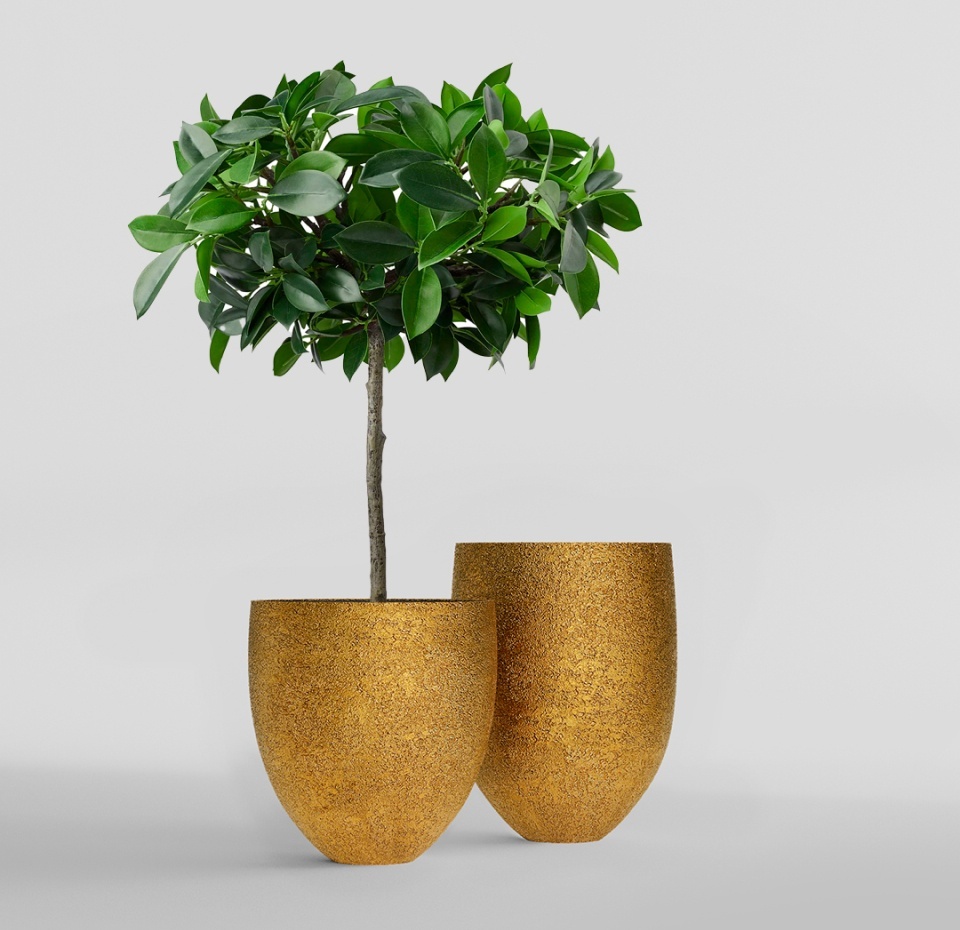 Кашпо CONCRETIKA BARREL RICH GOLD D41H60