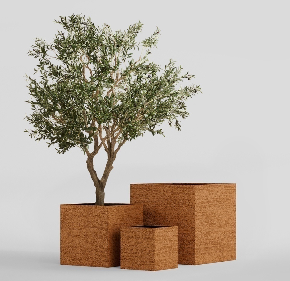 Кашпо CONCRETIKA CUBE EROSIA OCHRE 80x80x80