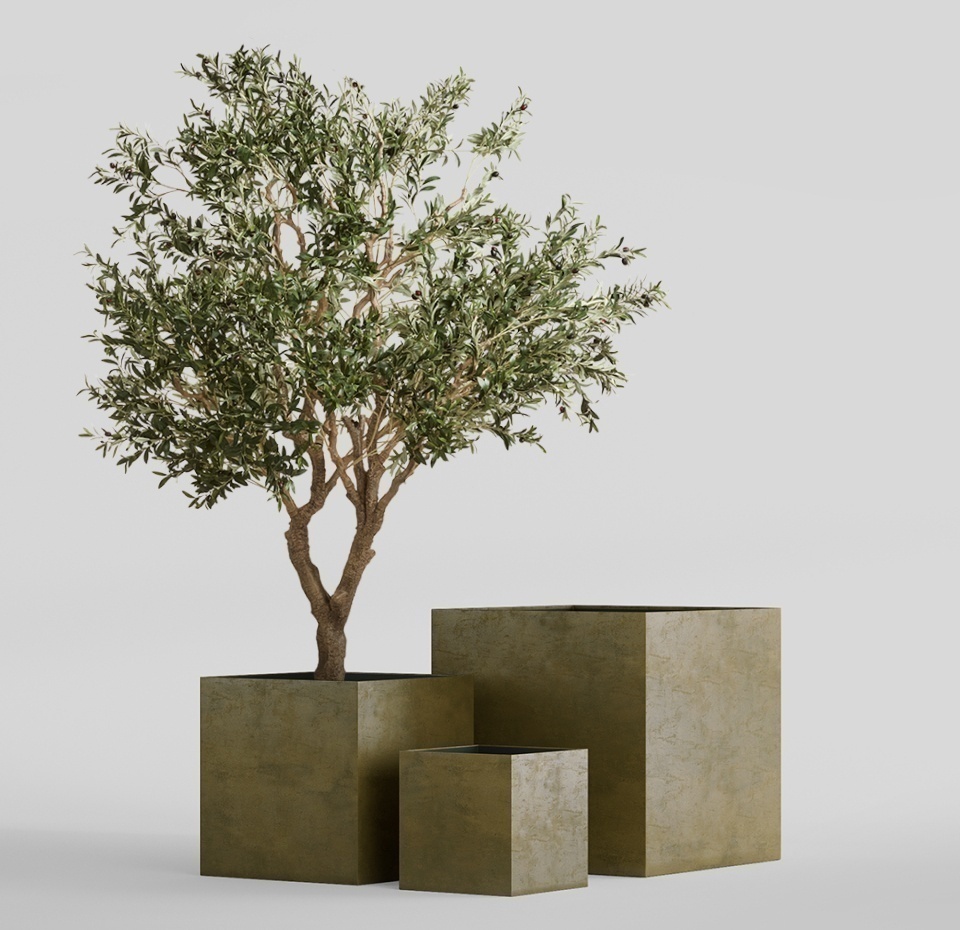 Кашпо CONCRETIKA CUBE AVOCADO 60x60x60