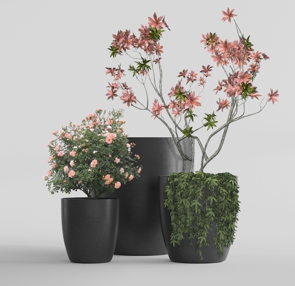 Кашпо CONCRETIKA VASE 3 NERO D40H45