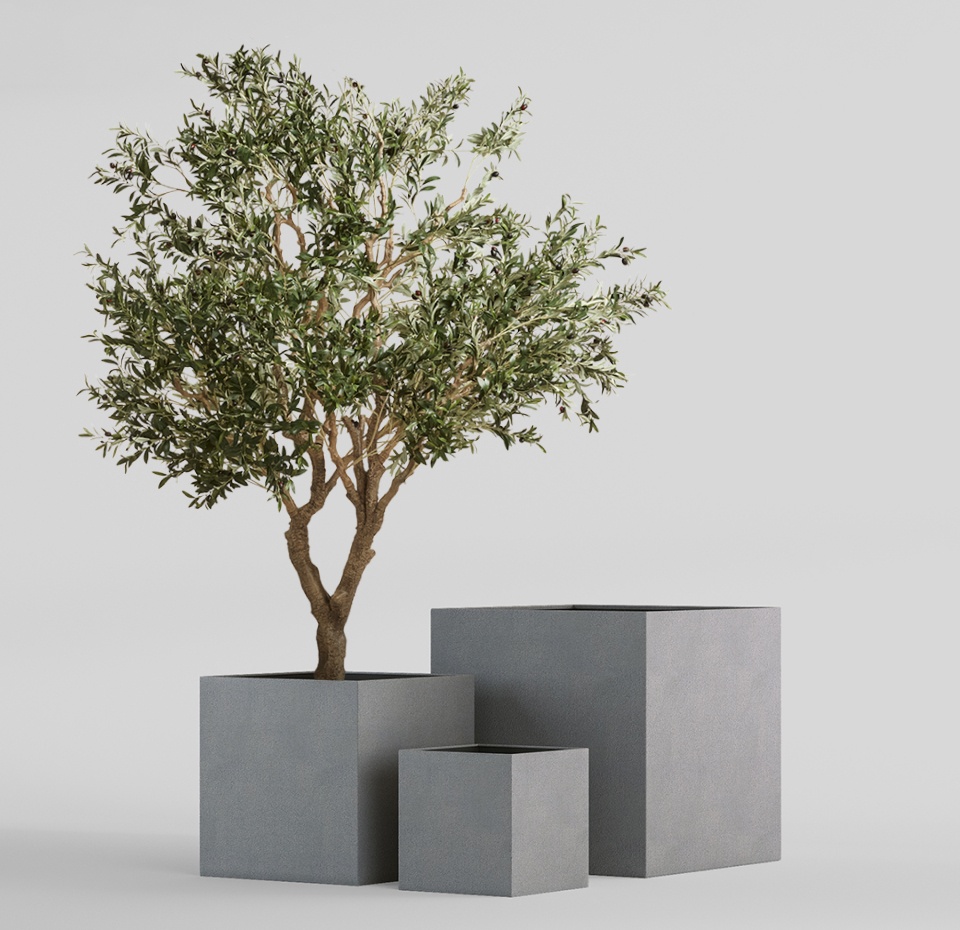 Кашпо CONCRETIKA CUBE LONDON GREY 60x60x60