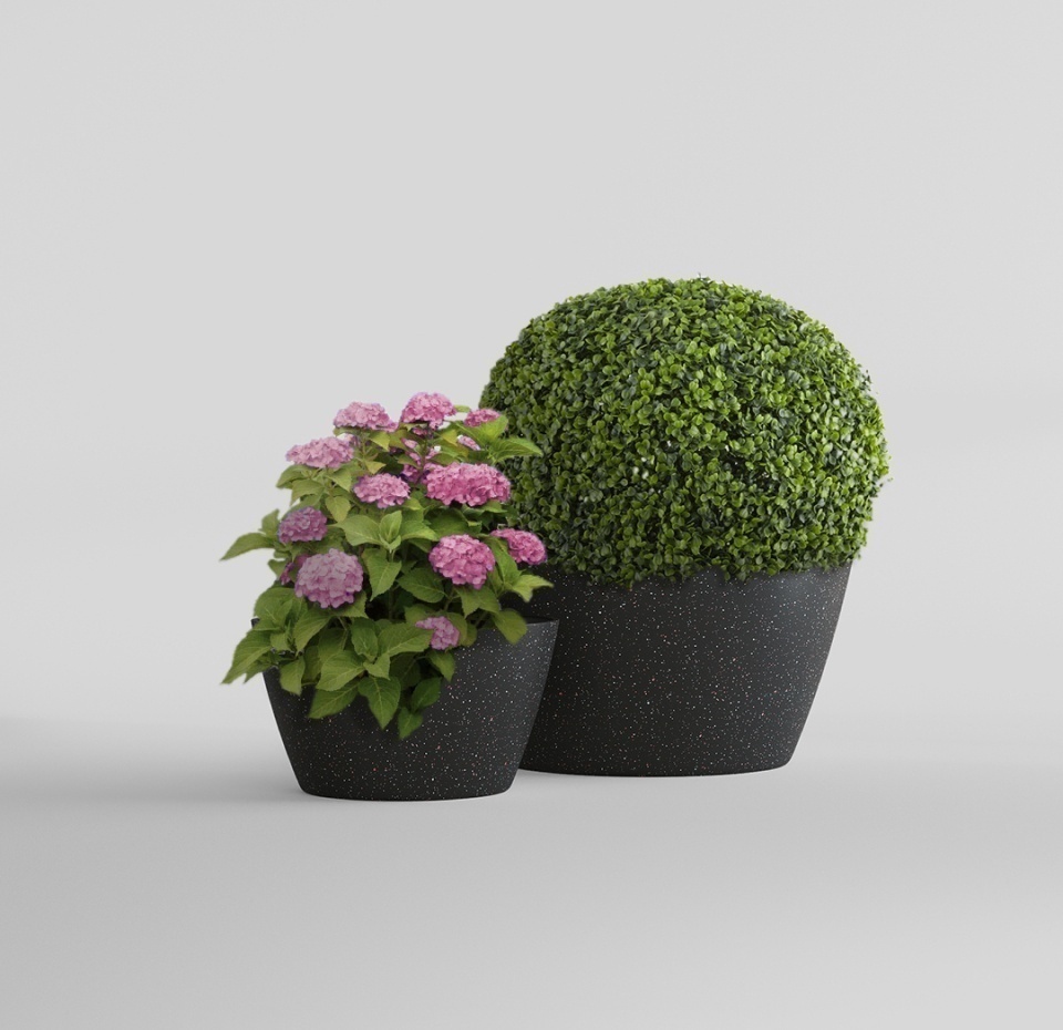 Кашпо CONCRETIKA BOWL EGG BLACK D65H36