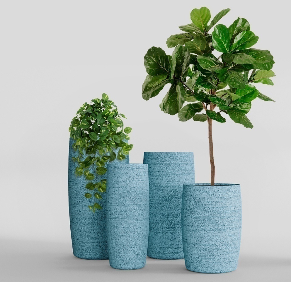 Кашпо CONCRETIKA CIGAR EROSIA BLUE D37H78