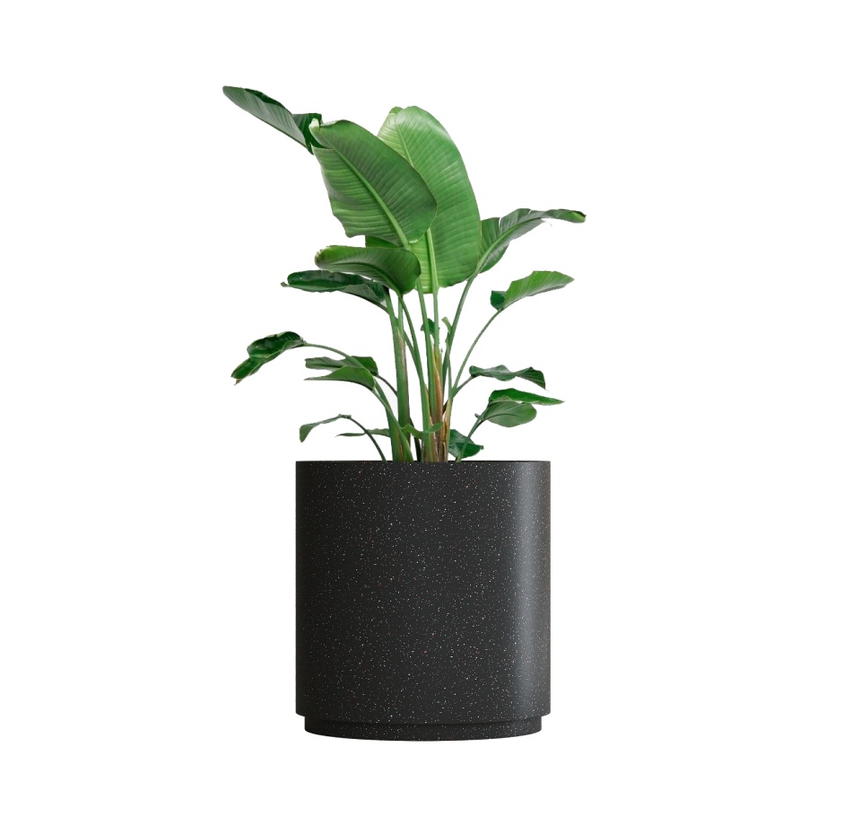 Кашпо CONCRETIKA CYLINDER XL EGG BLACK D80H85