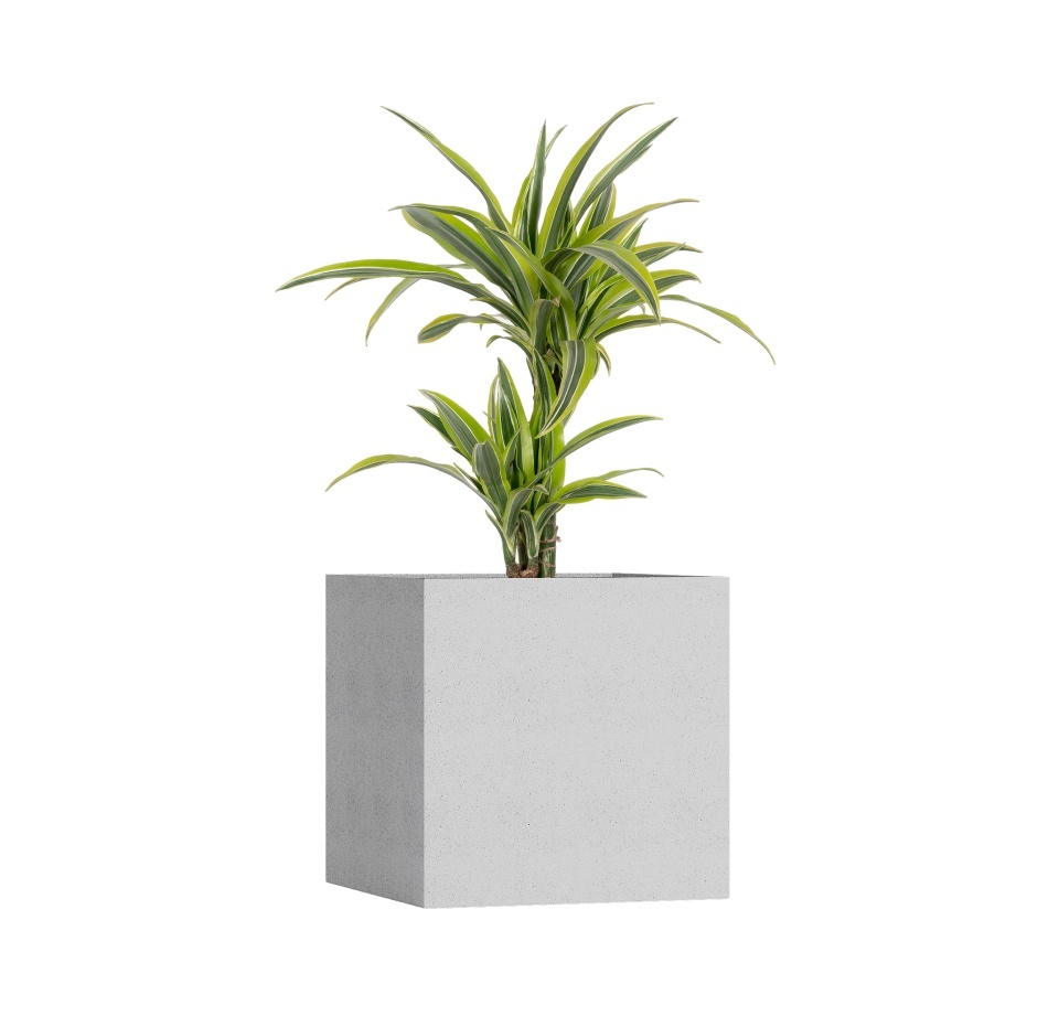 Кашпо CONCRETIKA CUBE EGG WHITE 80x80x80