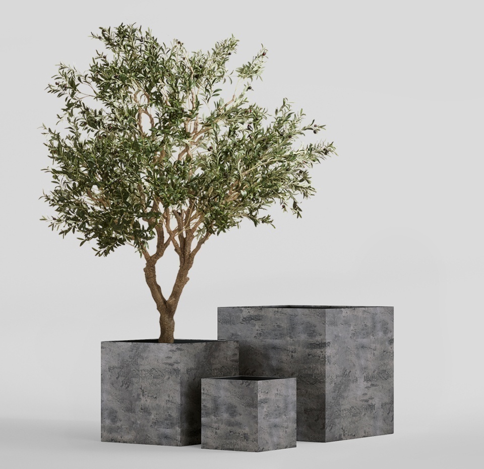 Кашпо CONCRETIKA CUBE CONCRETE GREY DARK 40x40x40