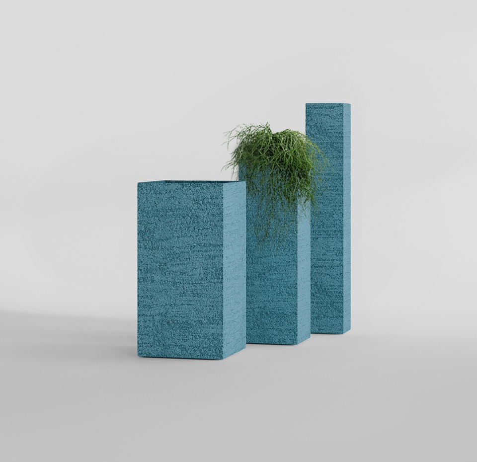 Кашпо CONCRETIKA COLONNA EROSIA BLUE 40x40x80