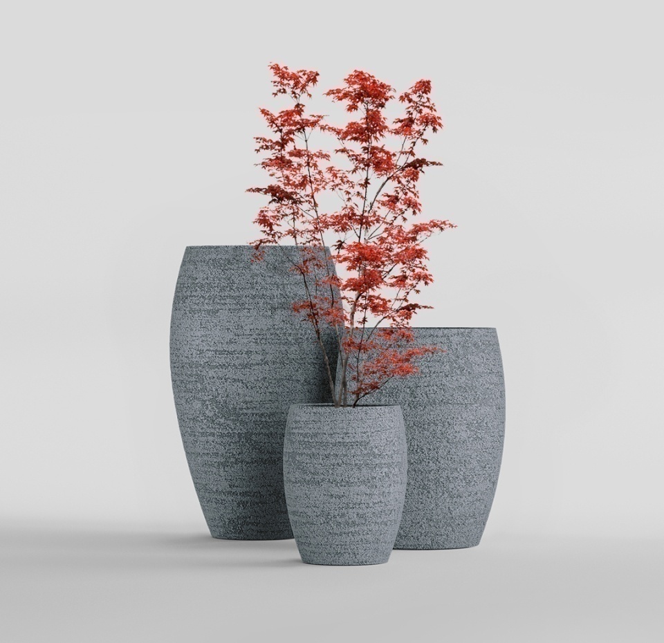 Кашпо CONCRETIKA OVAL EROSIA GREY D30H41