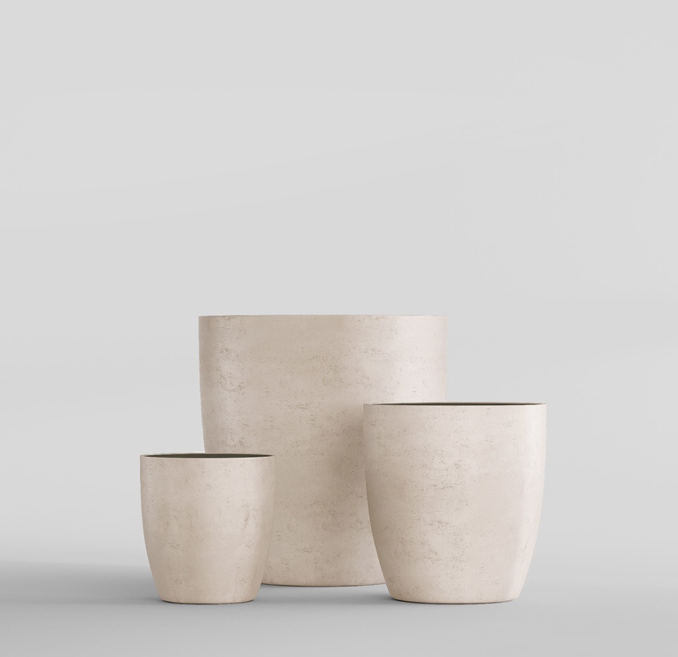 Кашпо CONCRETIKA VASE 3 CONCRETE WHITE D90H95