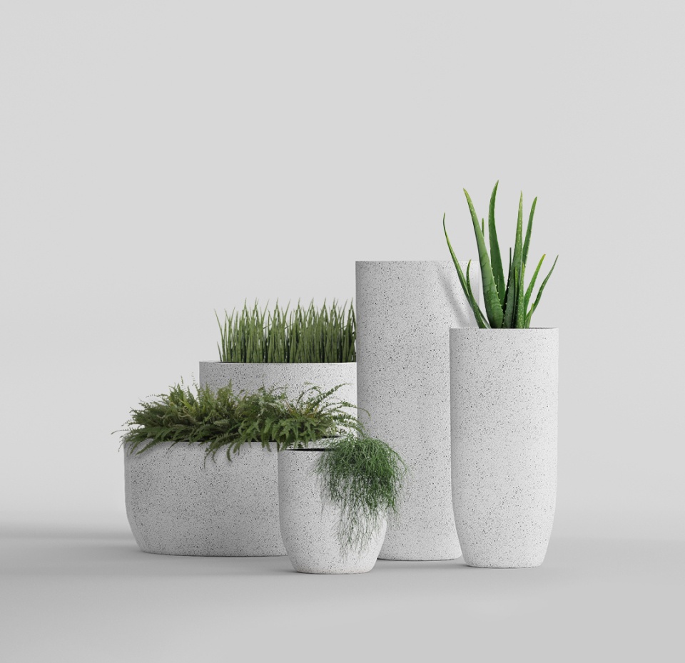 Кашпо CONCRETIKA YAR EGG WHITE D46H110
