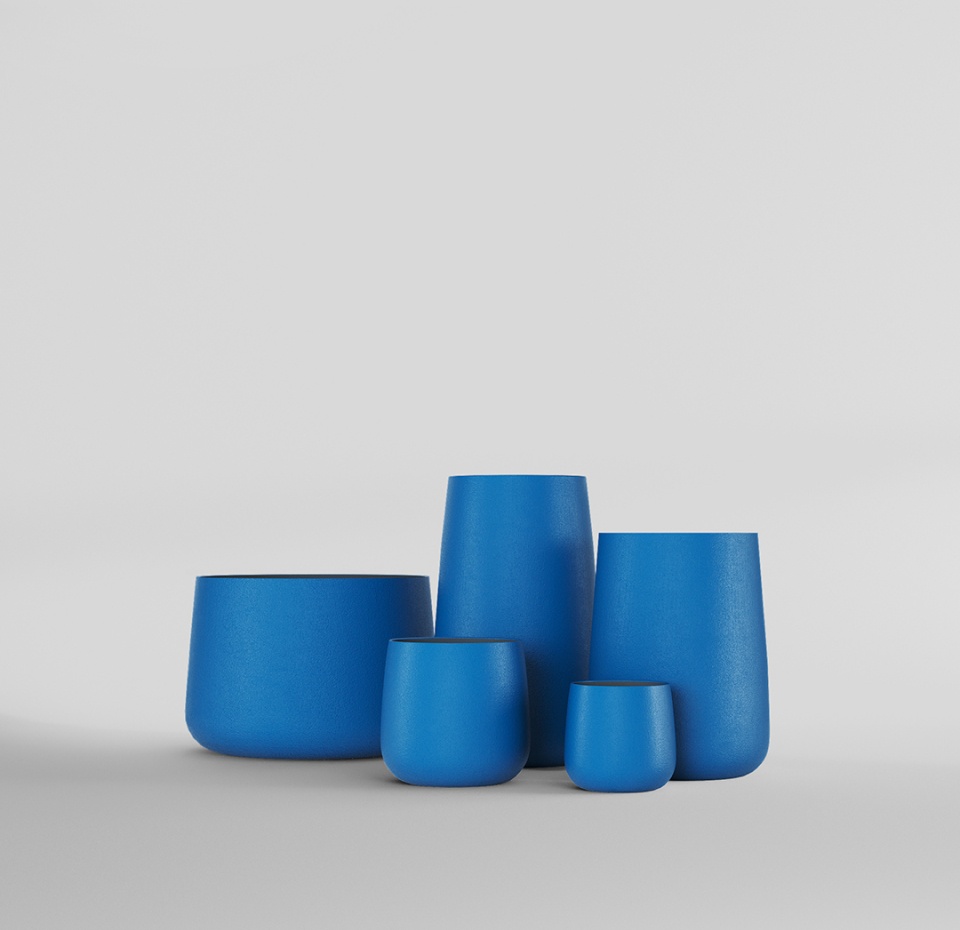 Кашпо CONCRETIKA CONE DARK BLUE D36H75