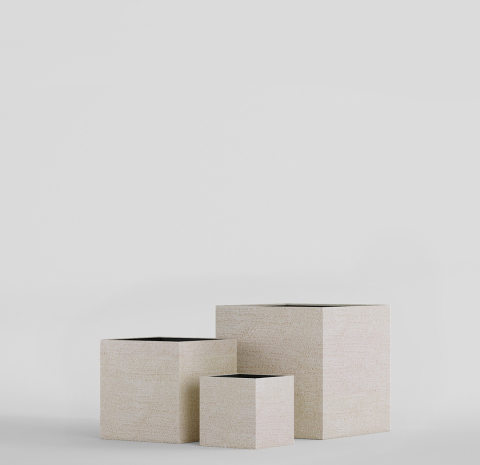 Кашпо CONCRETIKA CUBE EROSIA YELLOW 30x30x30