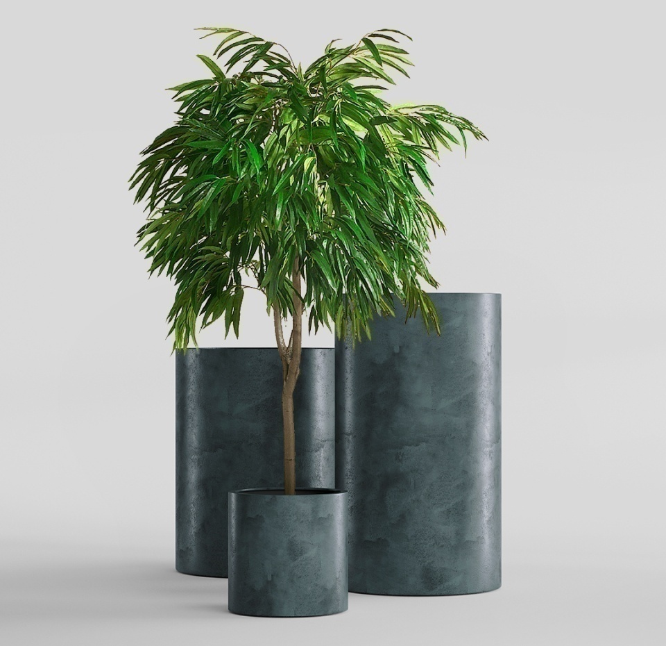Кашпо CONCRETIKA CYLINDER OCEAN GREEN D30H90