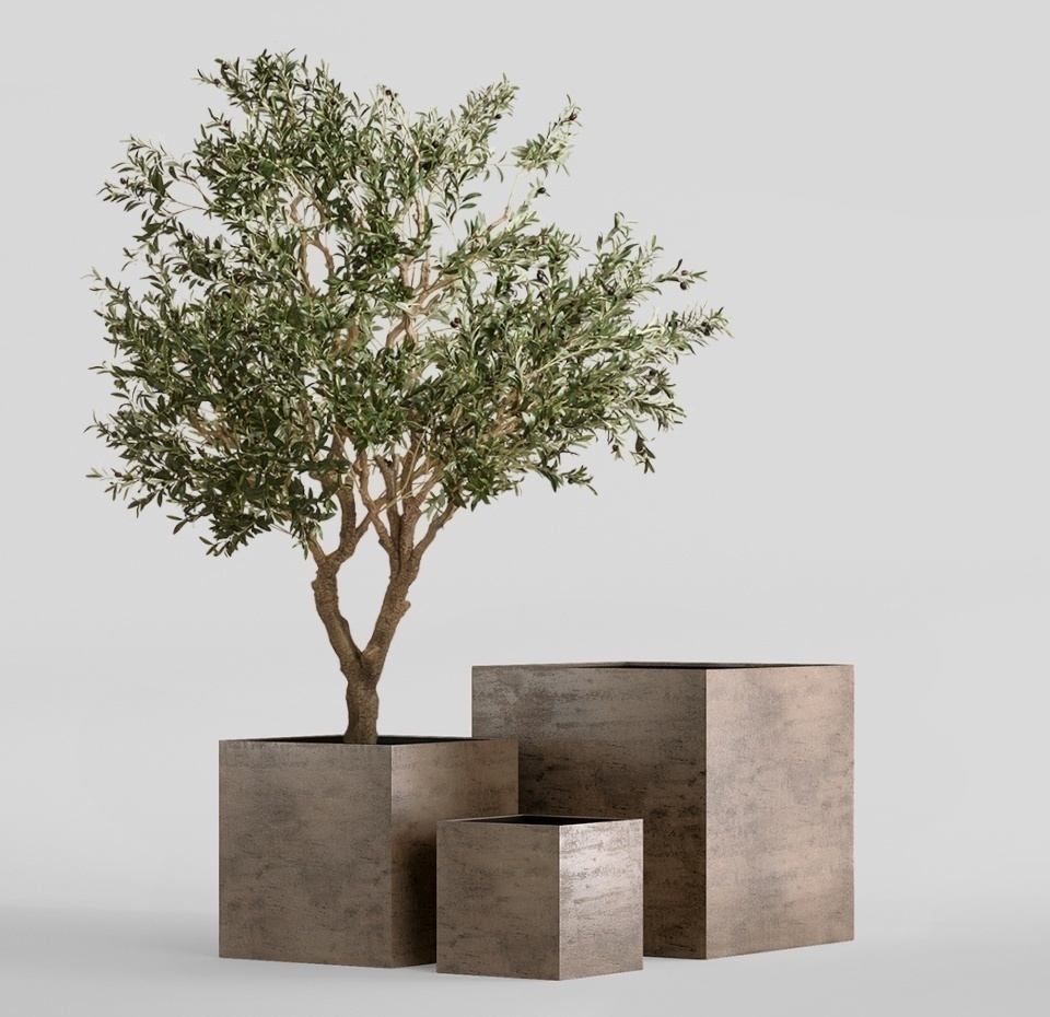 Кашпо CONCRETIKA CUBE SMOKEY GREY 50x50x50