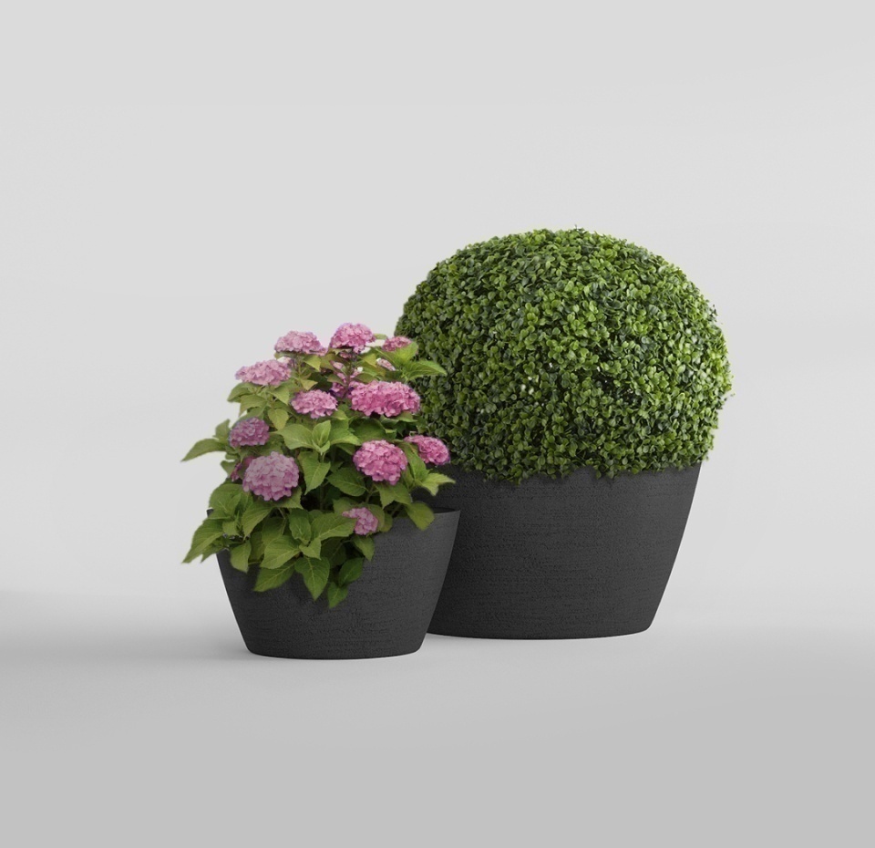 Кашпо CONCRETIKA BOWL EROSIA BLACK D65H36