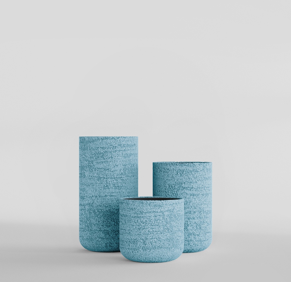 Кашпо CONCRETIKA TOPPER EROSIA BLUE D40H90
