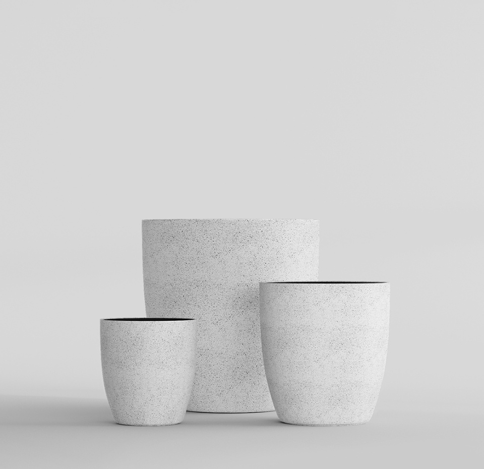 Кашпо CONCRETIKA VASE 3 EGG WHITE D30H32