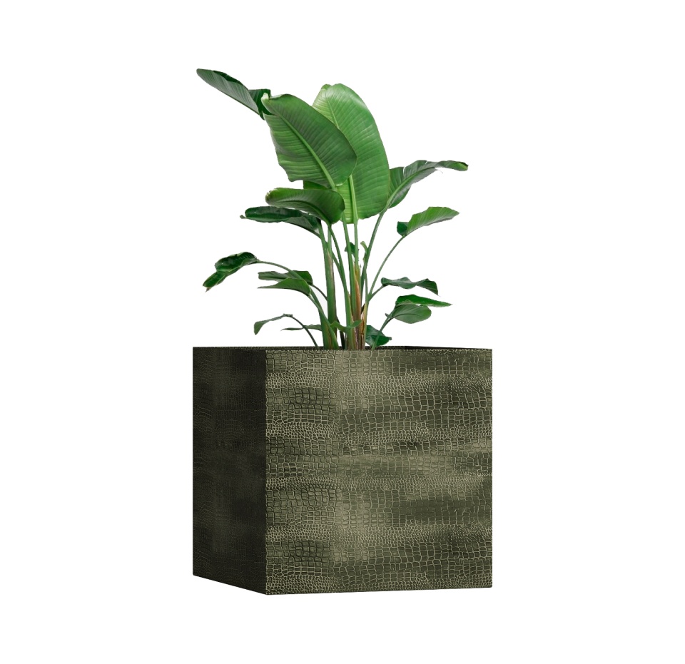 Кашпо CONCRETIKA CUBE CAYMAN GREEN 100x100x100