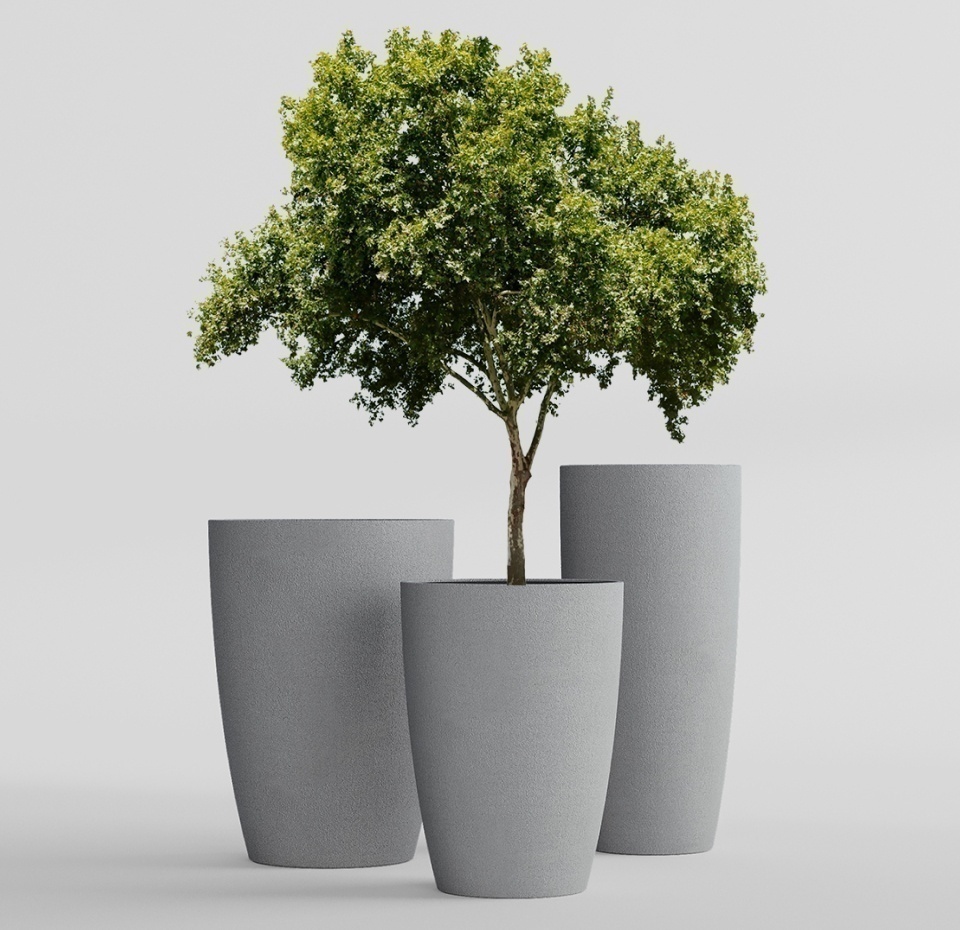 Кашпо CONCRETIKA CONUS LONDON GREY D30H55