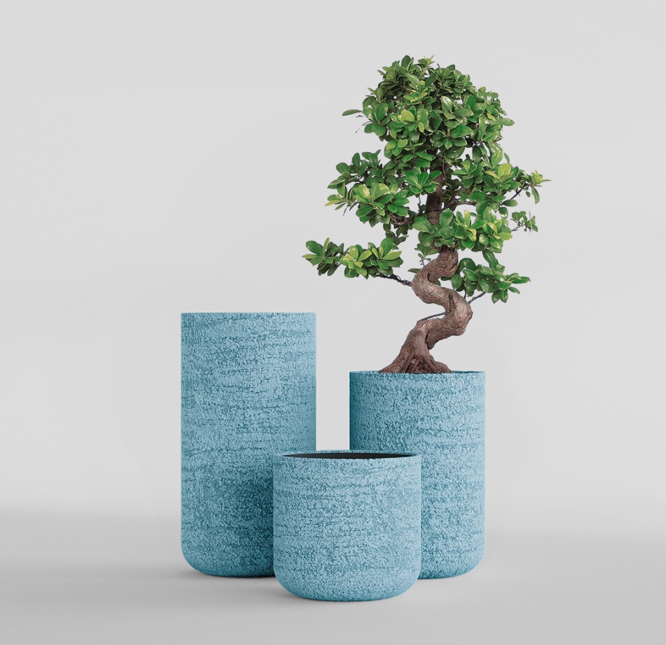Кашпо CONCRETIKA TOPPER EROSIA BLUE D40H90