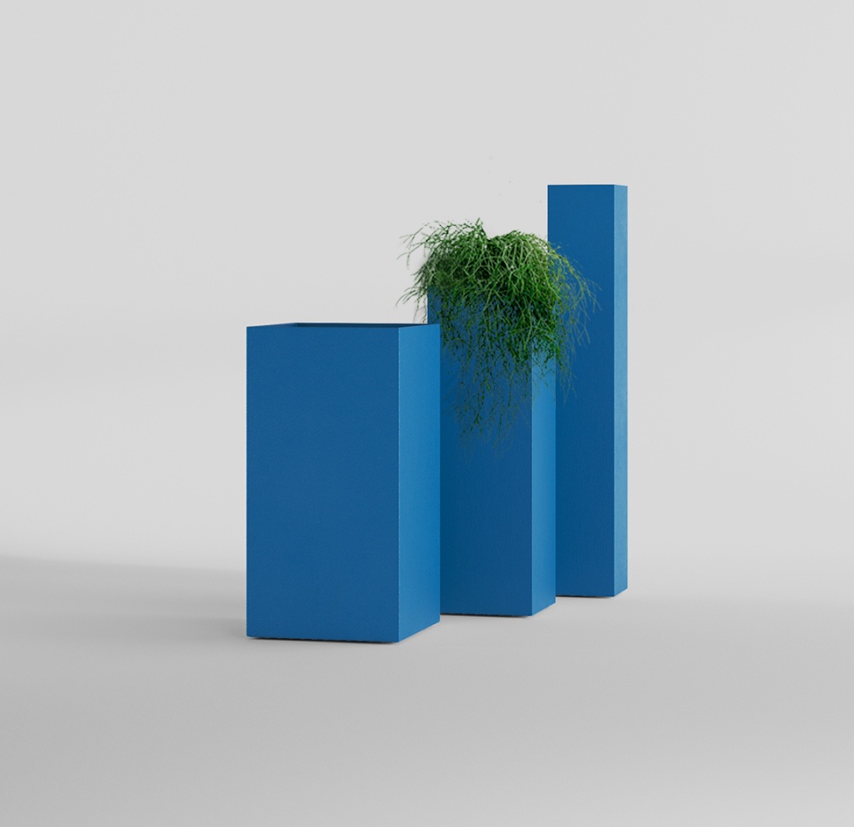 Кашпо CONCRETIKA COLONNA DARK BLUE 40x40x80