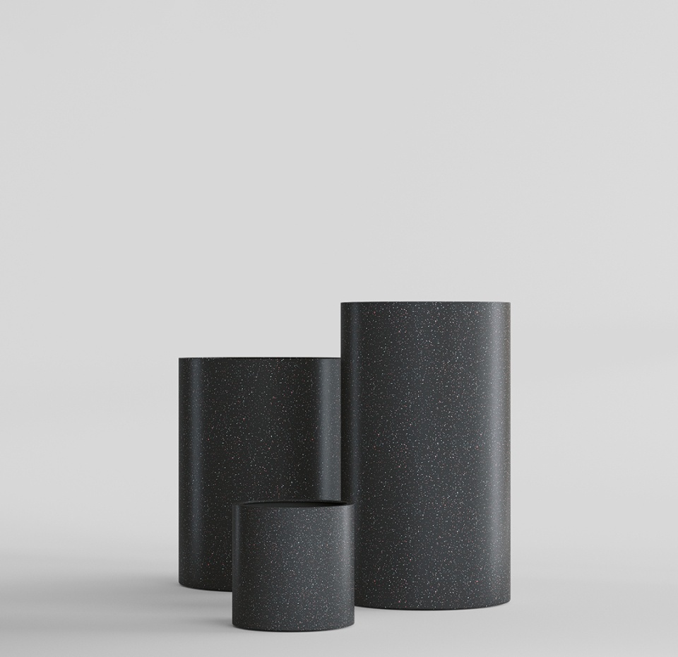 Кашпо CONCRETIKA CYLINDER EGG BLACK D60H65