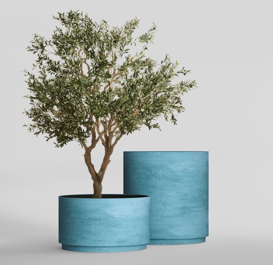 Кашпо CONCRETIKA CYLINDER XL BLUE SKY D100H105