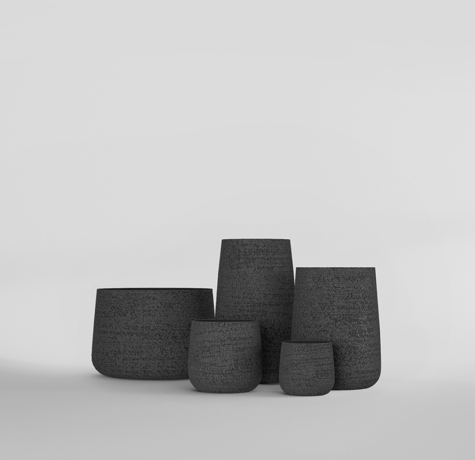Кашпо CONCRETIKA CONE EROSIA BLACK D60H42