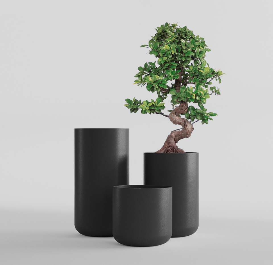 Кашпо CONCRETIKA TOPPER NERO D40H60