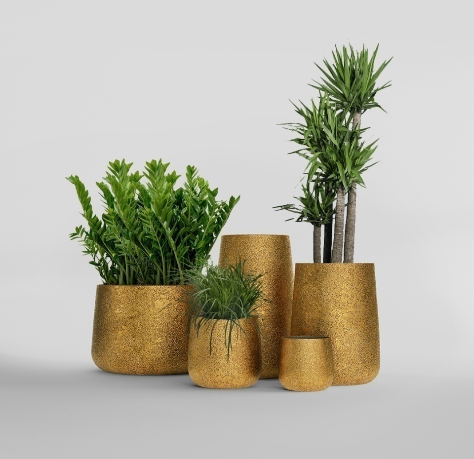 Кашпо CONCRETIKA CONE RICH GOLD D32H36