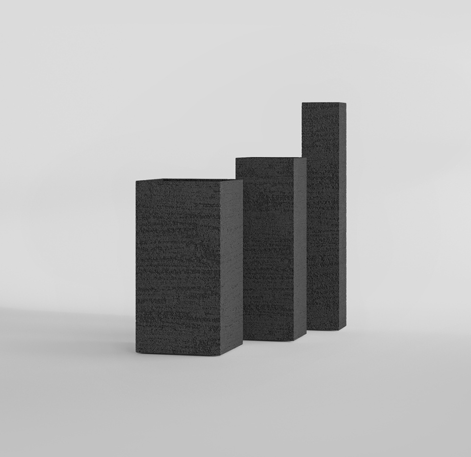Кашпо CONCRETIKA COLONNA EROSIA BLACK 30x30x90