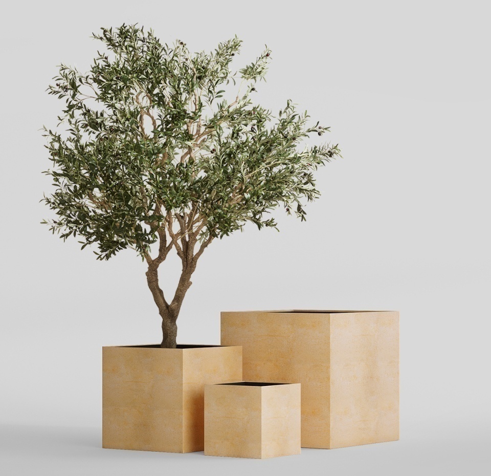 Кашпо CONCRETIKA CUBE LEMON 40x40x40