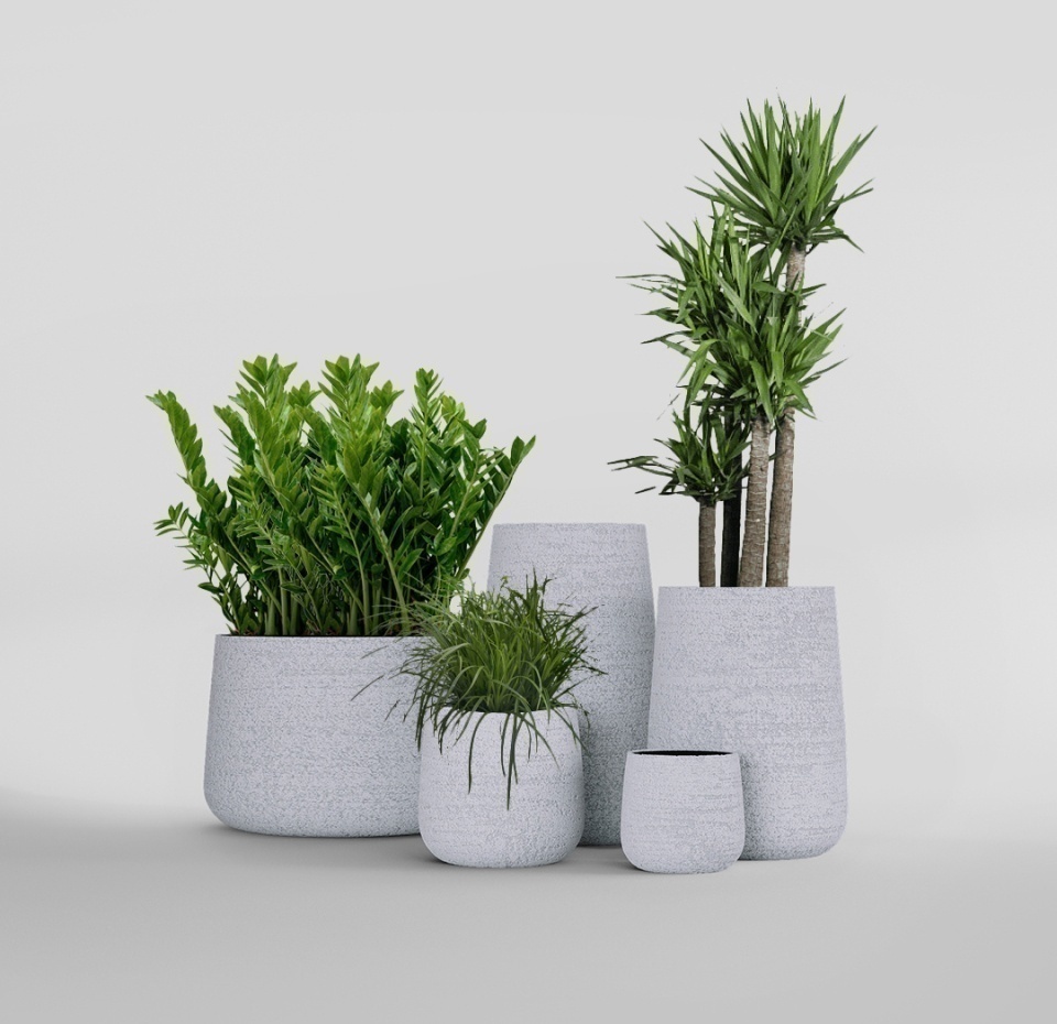 Кашпо CONCRETIKA CONE EROSIA WHITE D60H42