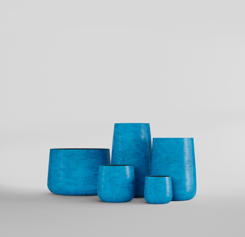 Кашпо CONCRETIKA CONE COBALT BLUE D24H26
