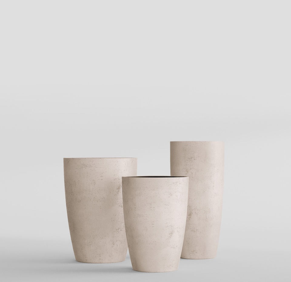 Кашпо CONCRETIKA CONUS CONCRETE WHITE D39H60