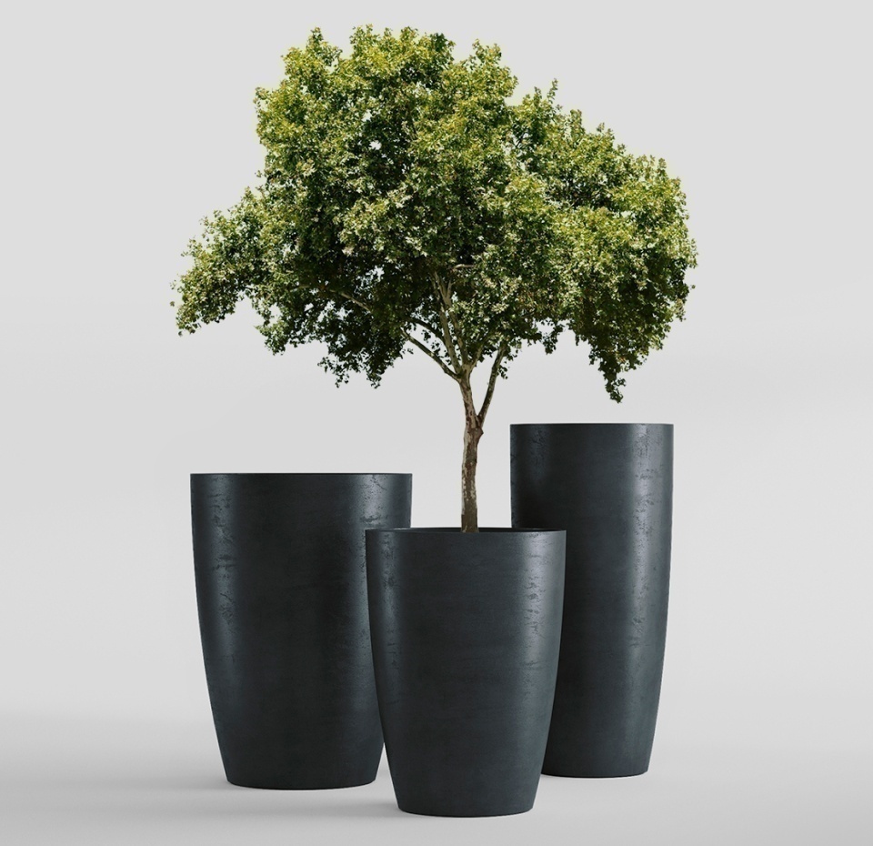 Кашпо CONCRETIKA CONUS ANTHRACITE D50H90