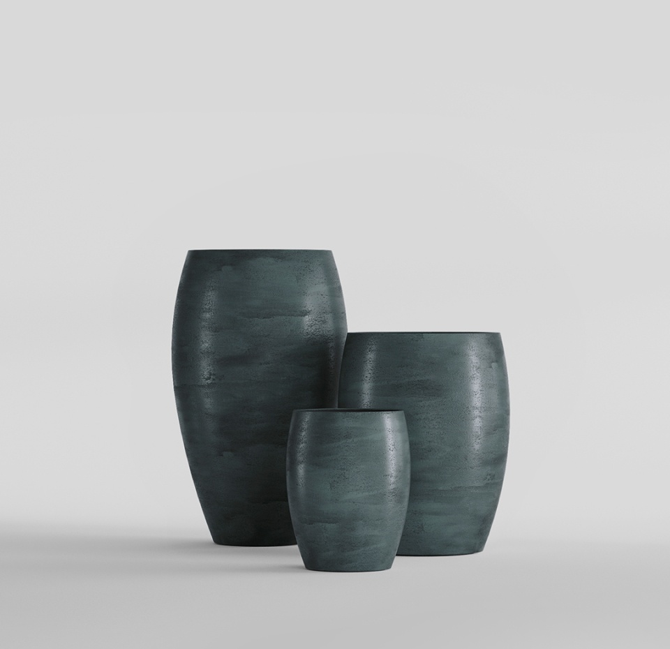Кашпо CONCRETIKA OVAL OCEAN GREEN D45H66